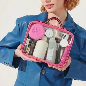 RARE Calpak Medium Clear Cosmetics Case in Dragonfruit